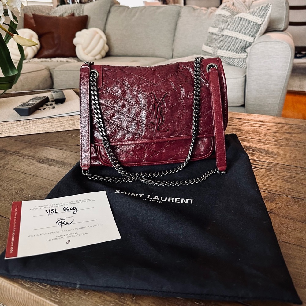 YSL (Saint Laurent) Medium Nikki Crinkled Calfskin
